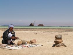Bedouin fisherman at the Maria Schroeder wreck, Nabq Park. by Nikki Van Veelen 